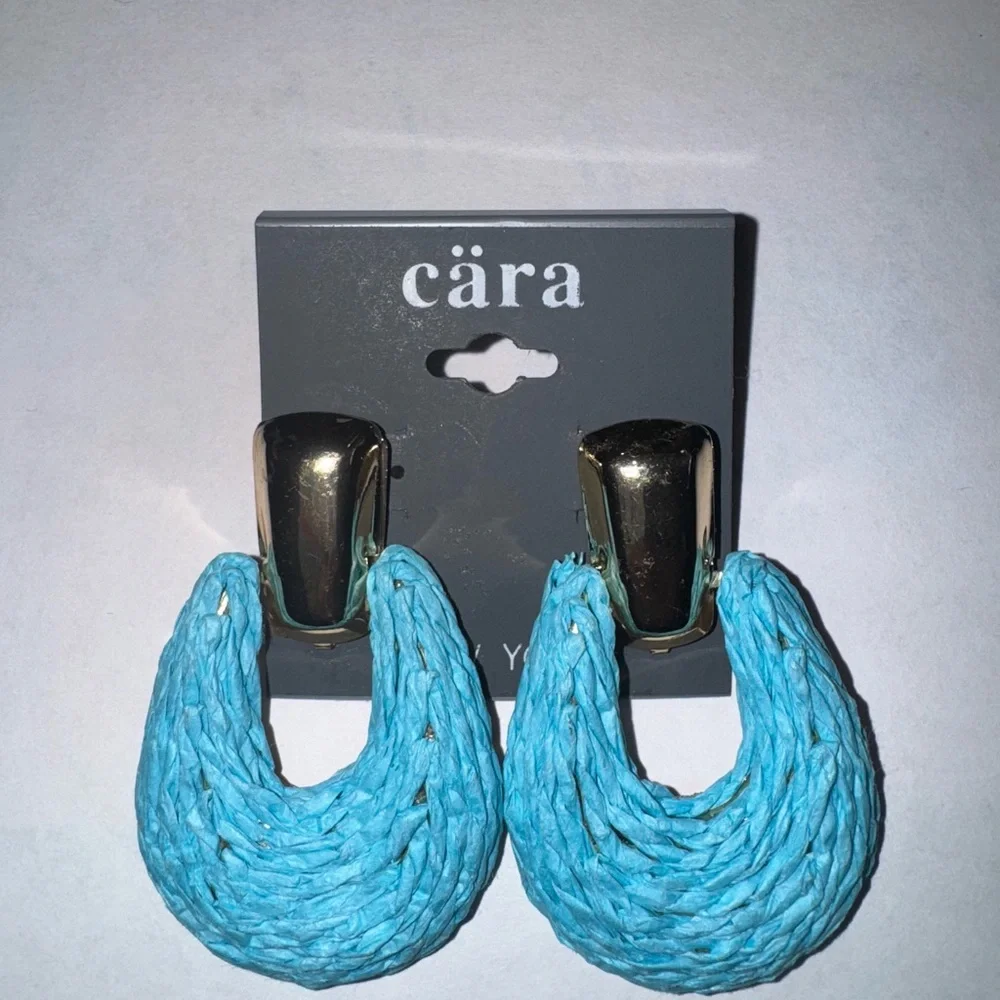 Cara Cara Blue and Gold Chunky Crescent Earrings